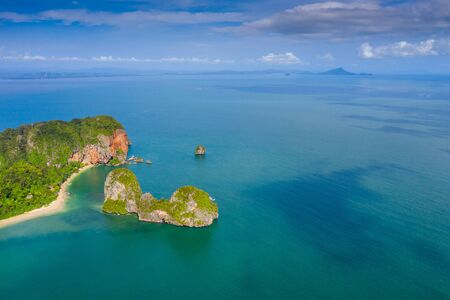 Krabi - Railay beach seen from a drone. One of Thailand's most famous luxurious beach.の写真素材
