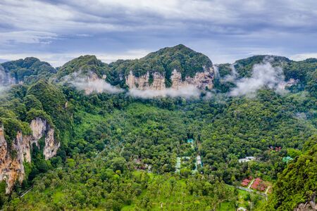 Krabi - Railay beach seen from a drone. One of Thailand's most famous luxurious beach.の写真素材