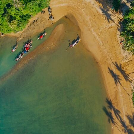 Krabi - Railay beach seen from a drone. One of Thailand's most famous luxurious beach.の写真素材