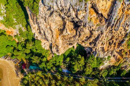 Krabi - Railay beach seen from a drone. One of Thailand's most famous luxurious beach.の写真素材