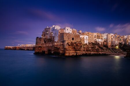 Beautiful landscape at sunset in Polignano a Mare, Apulia, Italy - Puglia region.の写真素材