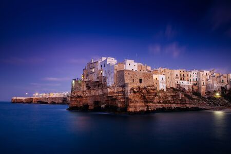 Beautiful landscape at sunset in Polignano a Mare, Apulia, Italy - Puglia region.の写真素材