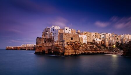 Beautiful landscape at sunset in Polignano a Mare, Apulia, Italy - Puglia region.の写真素材