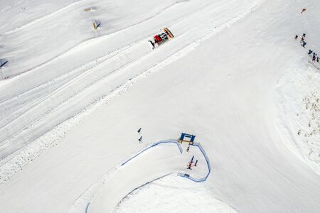 Drone view of mountain ski slopes.の写真素材