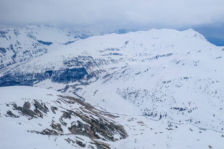 Drone view of mountain ski slopes.の写真素材