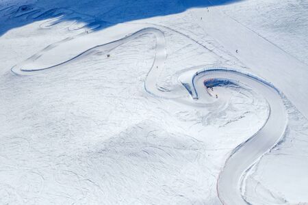 Drone view of mountain ski slopes.の写真素材