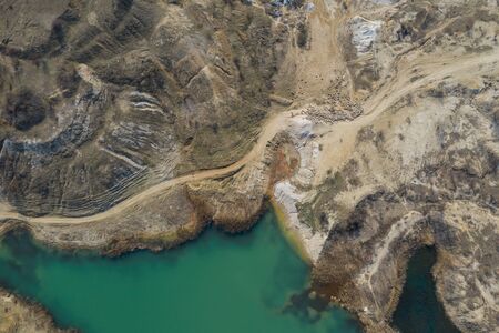 Blue Lagoon near Cluj-Napoca, Romania from a droneの写真素材