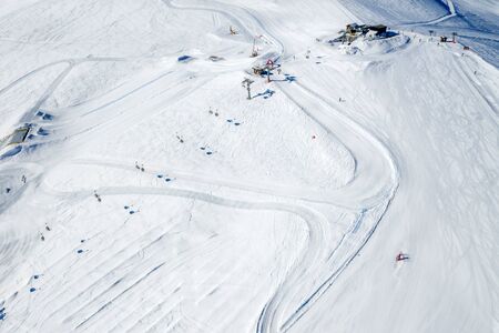 Drone view of mountain ski slopes.の写真素材