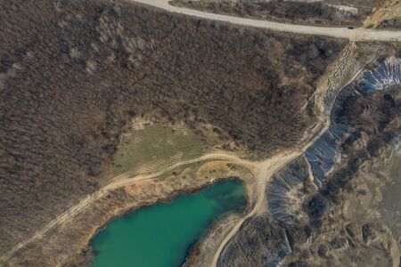 Blue Lagoon near Cluj-Napoca, Romania from a droneの写真素材
