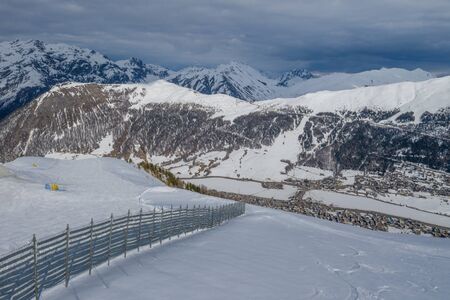 Drone view of mountain ski slopes.の写真素材