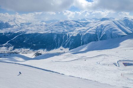 Drone view of mountain ski slopes.の写真素材