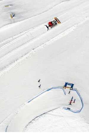 Drone view of mountain ski slopes.の写真素材