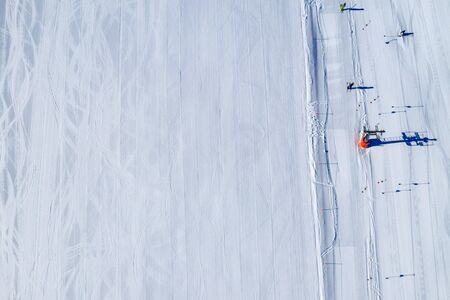 Drone view of mountain ski slopes.の写真素材