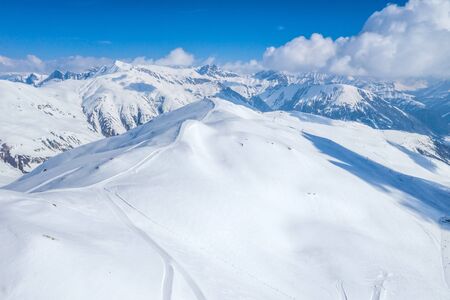 Drone view of mountain ski slopes.の写真素材
