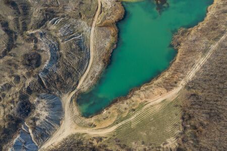 Blue Lagoon near Cluj-Napoca, Romania from a droneの写真素材
