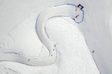 Drone view of mountain ski slopes.の写真素材