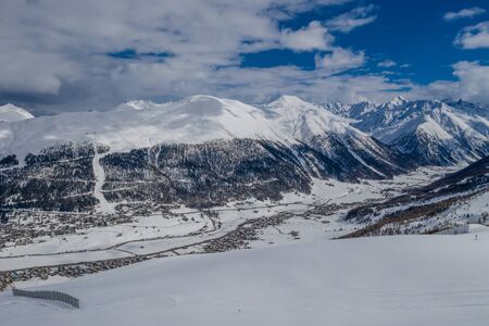 Drone view of mountain ski slopes.の写真素材