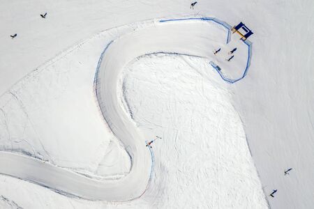 Drone view of mountain ski slopes.の写真素材