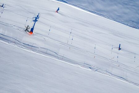 Drone view of mountain ski slopes.の写真素材