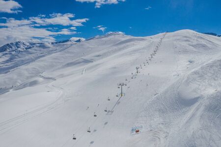 Drone view of mountain ski slopes.の写真素材