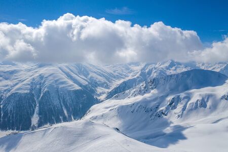 Drone view of mountain ski slopes.の写真素材