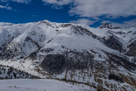 Drone view of mountain ski slopes.の写真素材