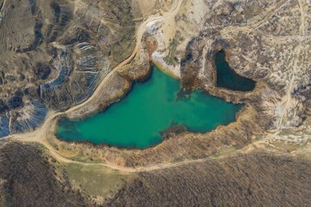Blue Lagoon near Cluj-Napoca, Romania from a droneの写真素材