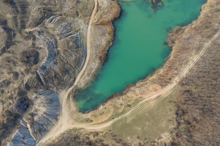 Blue Lagoon near Cluj-Napoca, Romania from a droneの写真素材