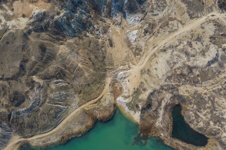 Blue Lagoon near Cluj-Napoca, Romania from a droneの写真素材