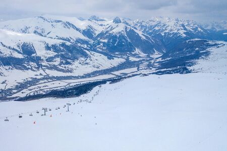 Drone view of mountain ski slopes.の写真素材