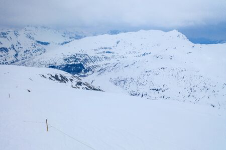 Drone view of mountain ski slopes.の写真素材