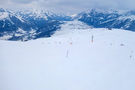 Drone view of mountain ski slopes.の写真素材