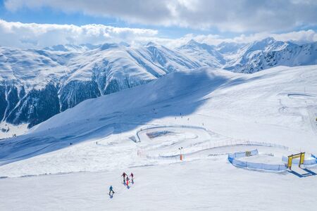 Drone view of mountain ski slopes.の写真素材