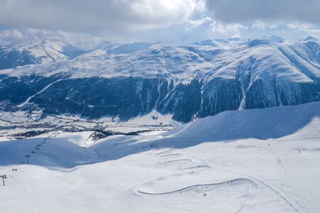 Drone view of mountain ski slopes.の写真素材