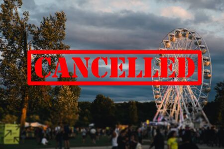 Cancelled events and music festivals background. Avoid Covid-19/ Coronavirus outbreak concept.の写真素材