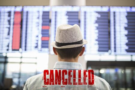 Cancelled flights due to coronavirus outbreak. Banned travels with airplanes.の写真素材