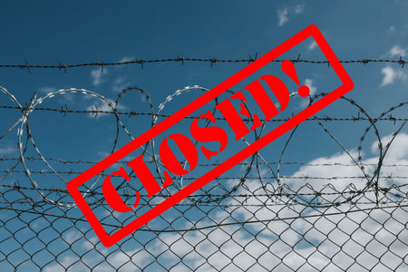 Closed borders due to Coronavirus outbreak. Quarantine zone concept.