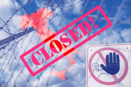 Closed borders due to Coronavirus outbreak. Quarantine zone concept.の写真素材