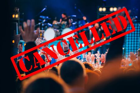 Cancelled events and music festivals background. Avoid Covid-19/ Coronavirus outbreak concept.の写真素材