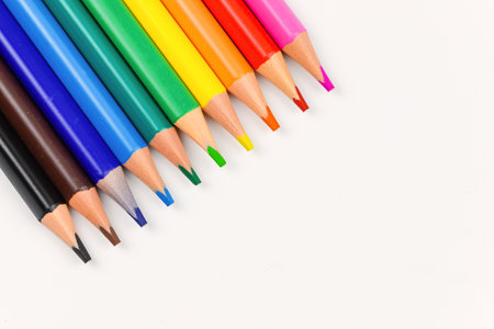 Color pencils isolated on white background. Back to school concept.の写真素材