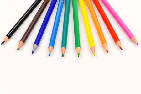 Colored pencils isolated on white background. Back to school.の写真素材