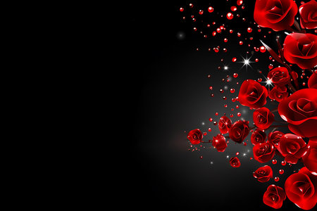 Valentine's day background with red roses and sparkles.の素材
