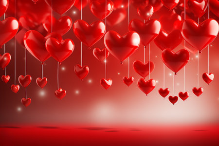 Valentine's day background with red hearts. vector illustration.の素材