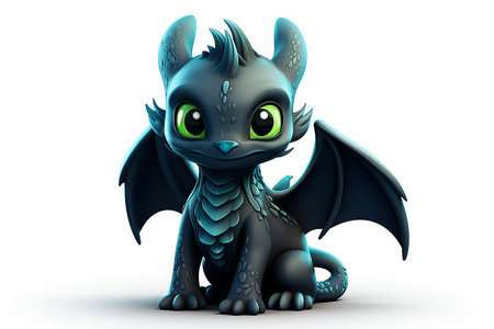 3d rendering of a cute little dragon isolated on white background.の素材