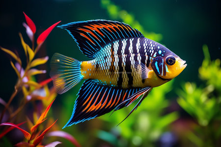 Unusual tropical aquarium fish, underwater worldの素材