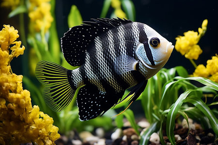 Unusual tropical aquarium fish, underwater worldの素材