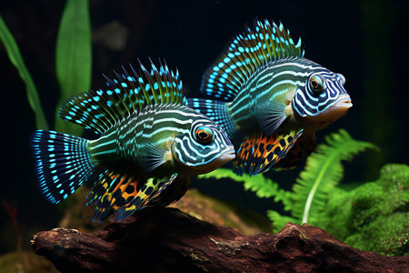 Unusual tropical aquarium fish, underwater worldの素材