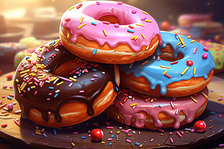 Mix of multicolored donuts with sprinklel. glazed donut High quality photoの素材