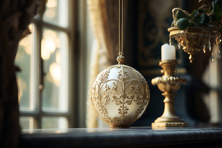 A detailed view capturing the intricate decorations adorning a majestic Christmas tree. High quality photoの素材