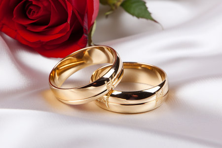 Wedding rings on a light background. High quality photoの素材